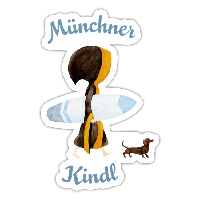 Münchner Kindl Aufkleber Sticker - Eisbach Surfer