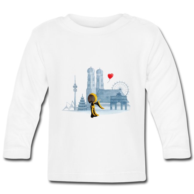 Münchner Kindl Skyline - ein Herz für München - Baby Langarm-Shirt
