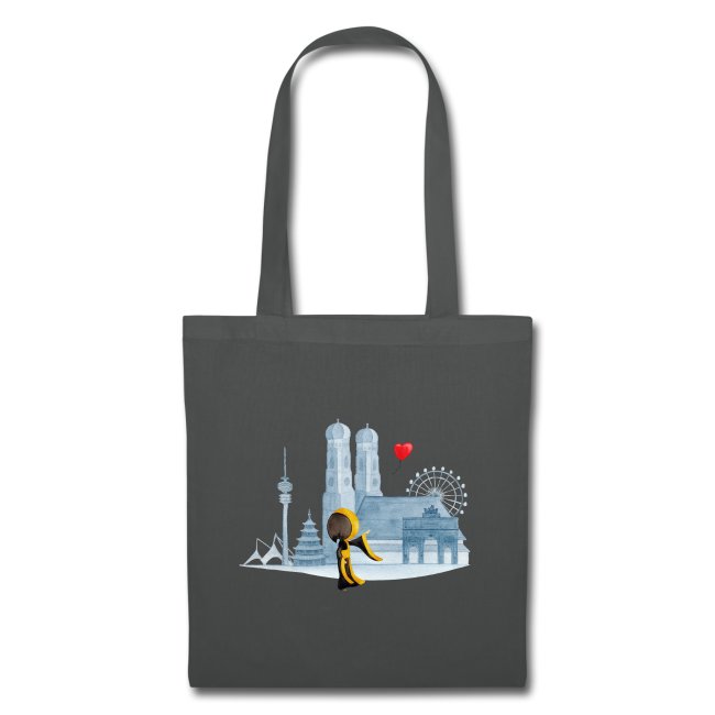 Münchner Kindl Stofftasche - Skyline - Ein Herz für München