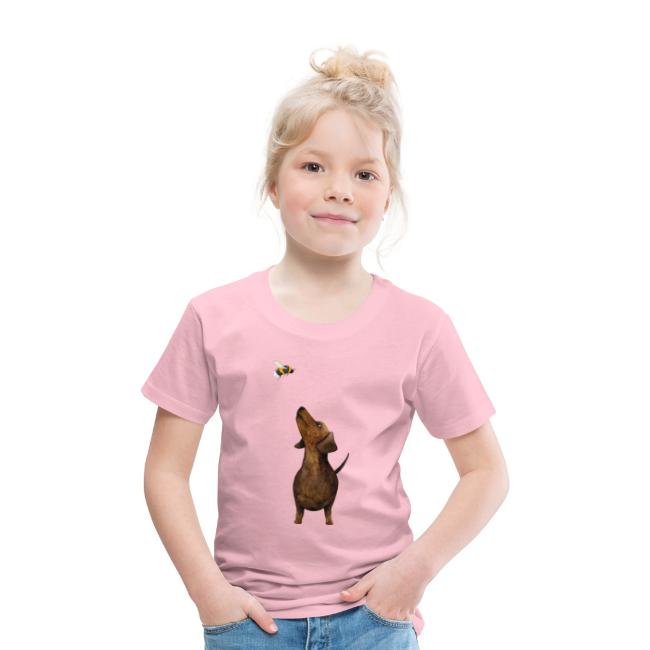 Münchner Kindl Kinder T-Shirt rosa - Dackel mit Hummel